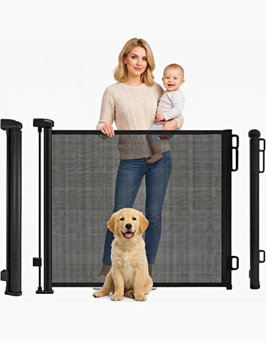 Black retractable stair gate - black,